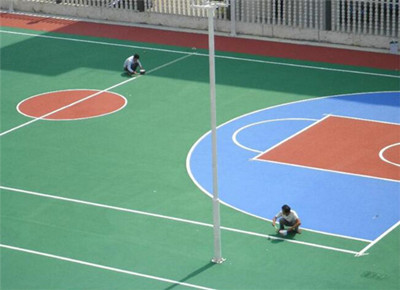 山东济南市某中学硅PU篮球场施工完成